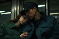 A young couple on the subway together romantic kissing adult. AI generated Image by rawpixel.