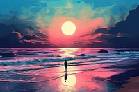 Beach outdoors horizon sunset. AI generated Image by rawpixel.