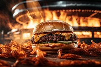 Cheeseburger grilled sesame food. AI generated Image by rawpixel.