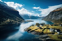 The fjord architecture landscape outdoors. AI generated Image by rawpixel.