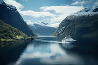 Fjord sky landscape mountain. AI generated Image by rawpixel.