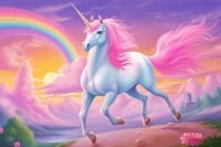 Unicorn painting rainbow animal. 