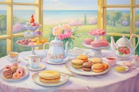 Afternoon tea painting plate meal. AI generated Image by rawpixel.