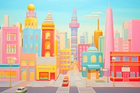 Cityscape painting architecture backgrounds. AI generated Image by rawpixel.