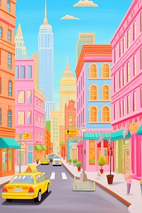 New york city painting architecture cityscape. AI generated Image by rawpixel.