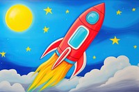 Rocket in galaxy outdoors painting spacecraft. AI generated Image by rawpixel.