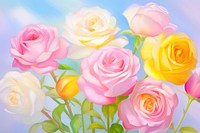 Roses painting backgrounds flower. AI generated Image by rawpixel.