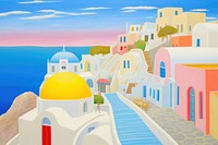 Santorini painting city architecture. AI generated Image by rawpixel.