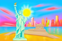 Statue of liberty city representation independence. 