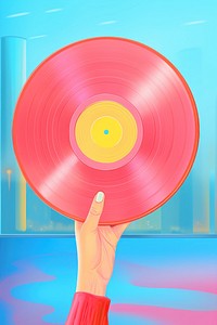 Hand holding vinyl record gramophone technology turntable. AI generated Image by rawpixel.