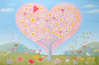 Heart with flowers painting backgrounds outdoors. AI generated Image by rawpixel.