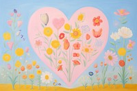 Heart with flowers painting backgrounds pattern. AI generated Image by rawpixel.