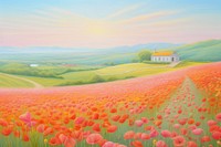 Poppy field landscape grassland outdoors. AI generated Image by rawpixel.