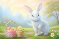 Rabbit with easter egg basket painting rodent animal. AI generated Image by rawpixel.
