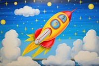 Rocket in galaxy painting vehicle star. AI generated Image by rawpixel.