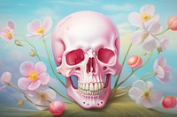 Skull with flowers painting plant petal. AI generated Image by rawpixel.
