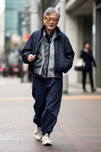 Walking footwear glasses jacket. 