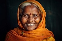 Indian middle age woman smile happiness tradition headscarf. AI generated Image by rawpixel.