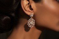 Round cut diamonds earring jewelry luxury accessories. AI generated Image by rawpixel.