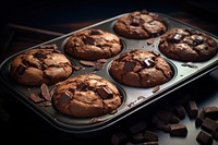 Chocolate cookie muffin dessert baked. AI generated Image by rawpixel.
