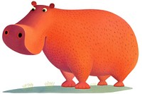 Hippo animal mammal red. 