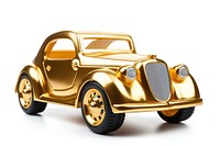 Gold toy car vehicle wheel white background. AI generated Image by rawpixel.