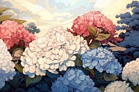 Hydrangea garden flower art backgrounds. AI generated Image by rawpixel.