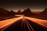 A deserted mountain highway leading you to a snowy mountain nature light line. AI generated Image by rawpixel.