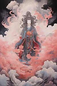 Guanyin painting drawing comics. AI generated Image by rawpixel.