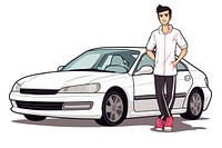 Isolated a man with the car drawing vehicle cartoon. AI generated Image by rawpixel.