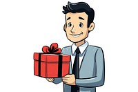 Isolated a man with the gift box cartoon adult red. AI generated Image by rawpixel.