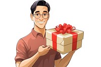 Isolated a man with the gift box cartoon adult celebration. AI generated Image by rawpixel.