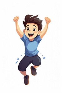 Happy boy jumping cartoon white background achievement. AI generated Image by rawpixel.
