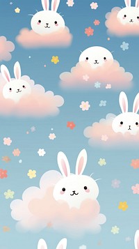 Cute bunny pattern wallpaper outdoors animal mammal. AI generated Image by rawpixel.