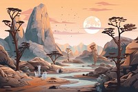 Illustration of nature outdoors tranquility wilderness. AI generated Image by rawpixel.