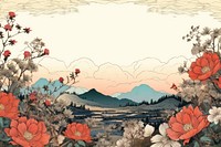 Flower field backdrop landscape outdoors painting. AI generated Image by rawpixel.