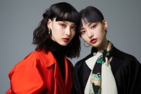 Two japanese fashionista portrait people adult. AI generated Image by rawpixel.