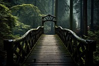 Long wood bridge into the forest architecture outdoors woodland. AI generated Image by rawpixel.