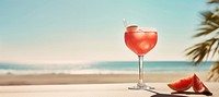 Close up of a summer red cocktail outdoors nature drink. AI generated Image by rawpixel.