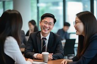Professional Hong Kong businesspeople conversation meeting adult. AI generated Image by rawpixel.