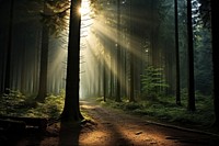 Forest sunlight woodland outdoors. AI generated Image by rawpixel.
