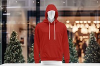 Men's red hoodie, winter apparel