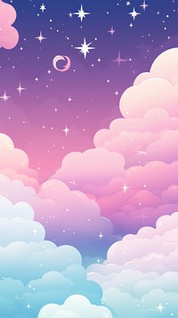 Sky filled with clouds and stars cute wallpaper backgrounds outdoors. AI generated Image by rawpixel.