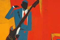 Jazz music instumental painting guitar adult. AI generated Image by rawpixel.