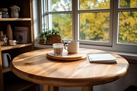 Kitchen table window wood furniture. 