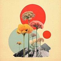 Collage Retro dreamy of flower minimal painting plant art. AI generated Image by rawpixel.