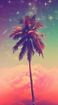 Silhouette shape of coconut tree outdoors nature plant. AI generated Image by rawpixel.