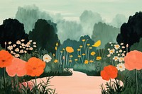 English garden outdoors painting flower. AI generated Image by rawpixel.