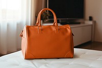 Traveling leather handbag mockup psd