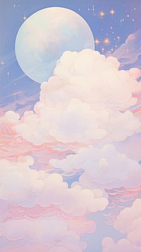 Purple and blue cloud in a space with the moon in it backgrounds astronomy nature. AI generated Image by rawpixel.